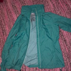 teal columbia windbreaker